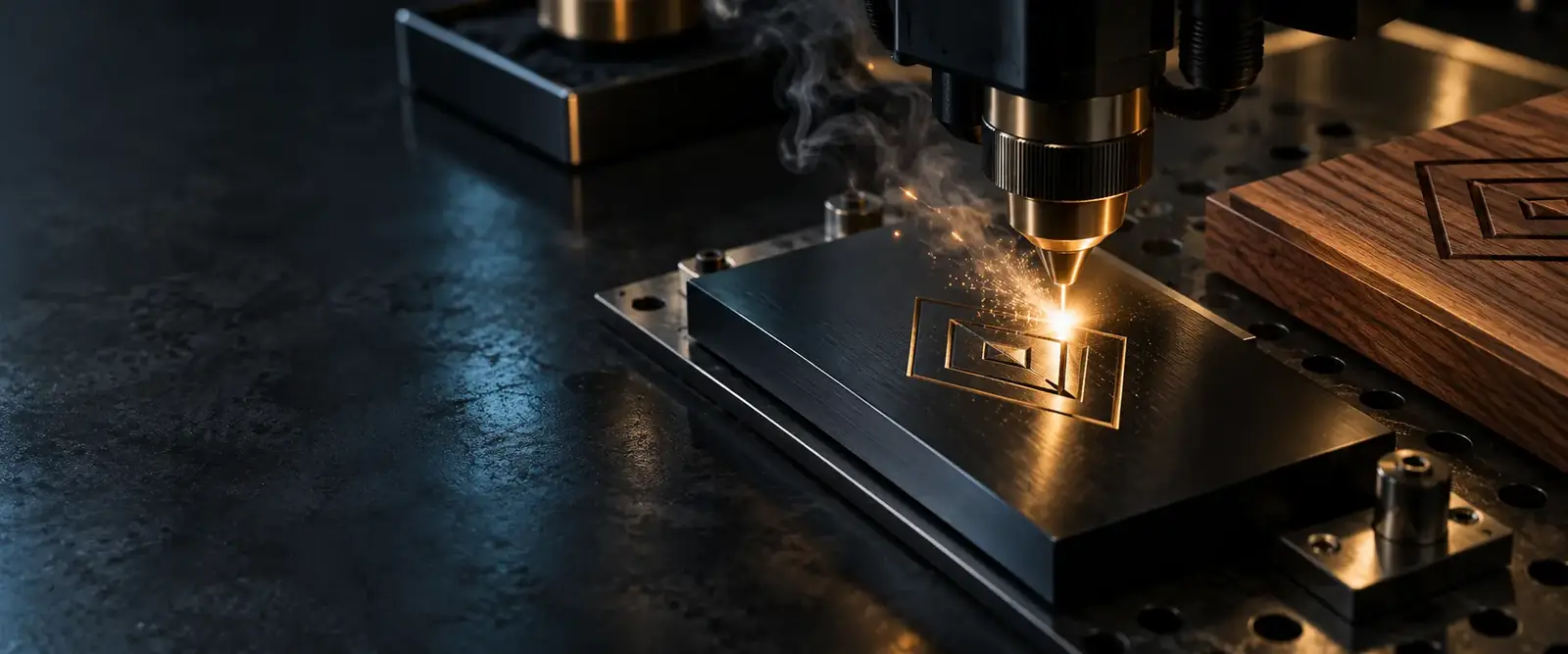 Precision laser engraving on dark metal